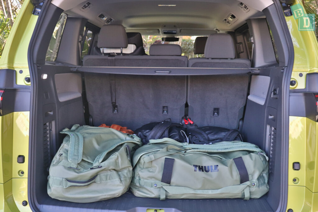 2025 Volkswagen ID Buzz Pro SWB boot space for luggage with two rows of seats in use
