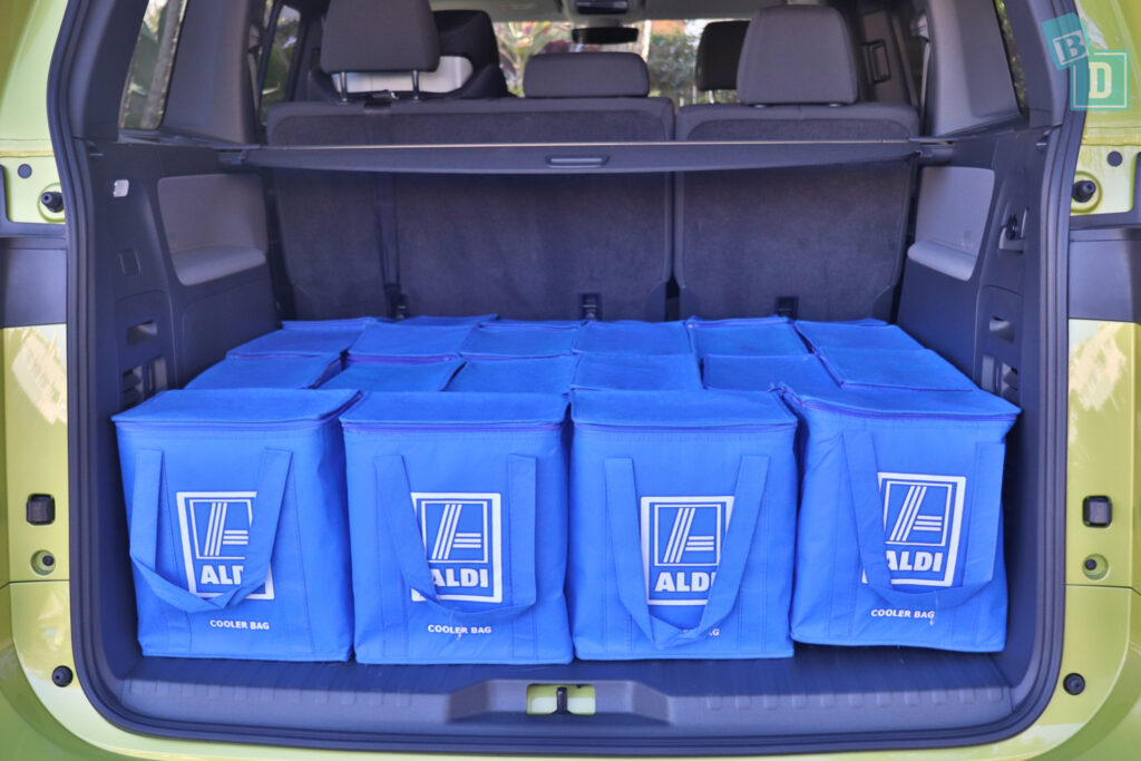 2025 Volkswagen ID Buzz Pro SWB boot space for shopping with two rows of seats in use