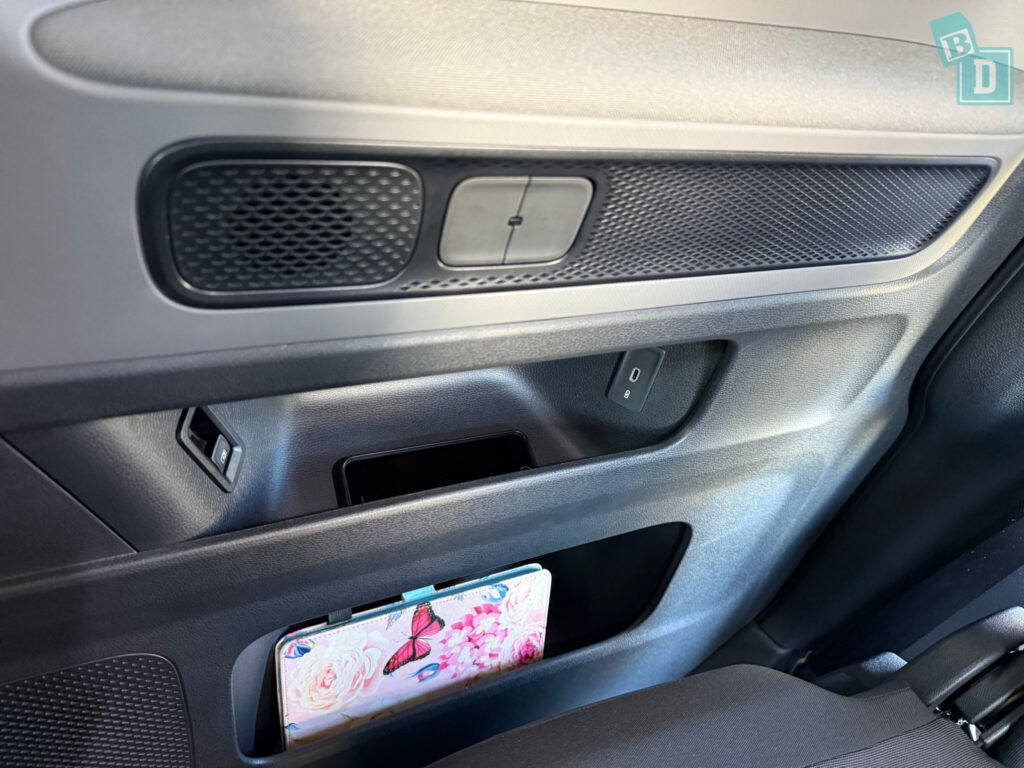 2025 Volkswagen ID Buzz Pro SWB rear door bin storage and USB-C