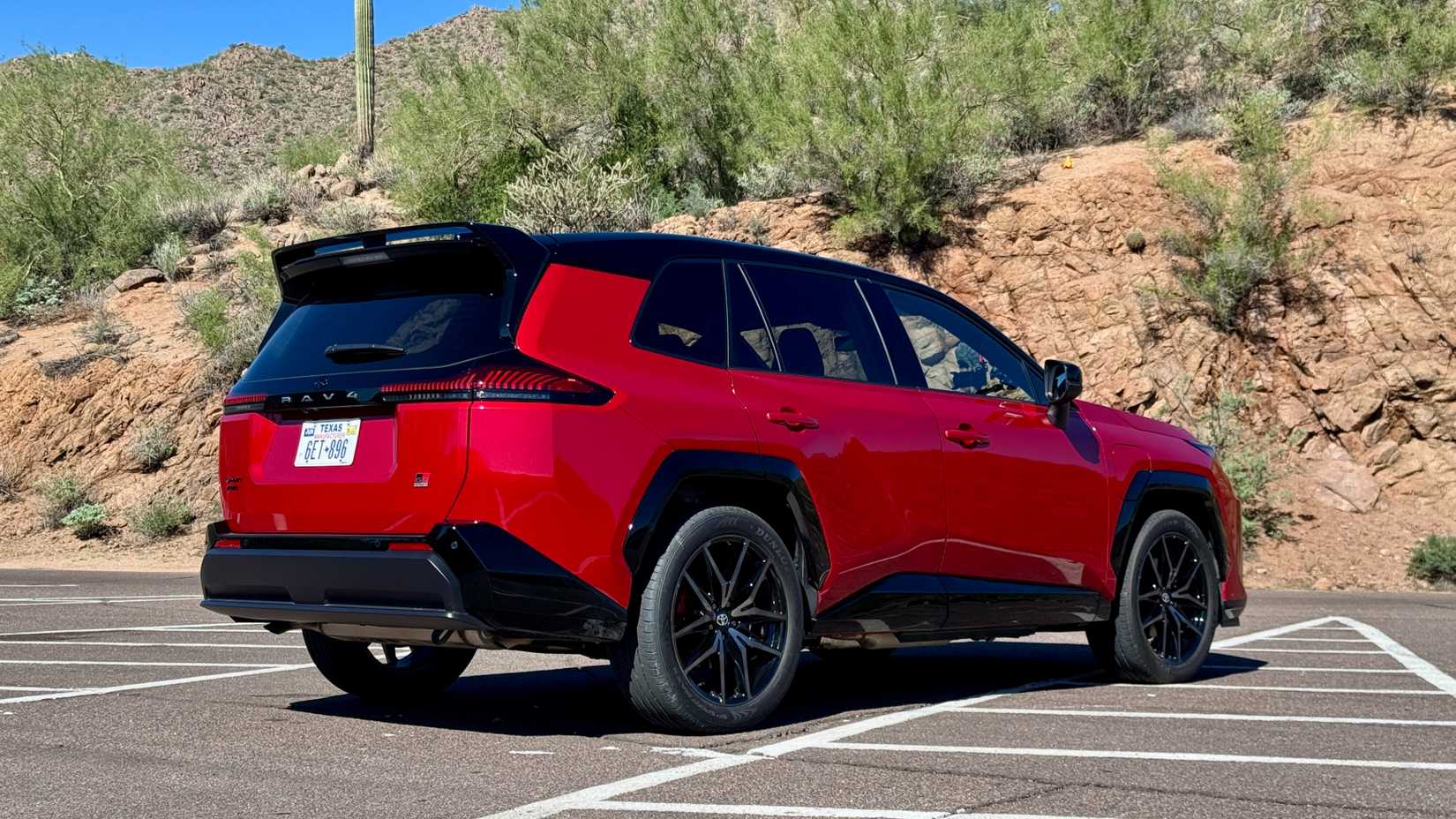 2026 Toyota RAV4 PHEV GR Sport rear, three-quarter