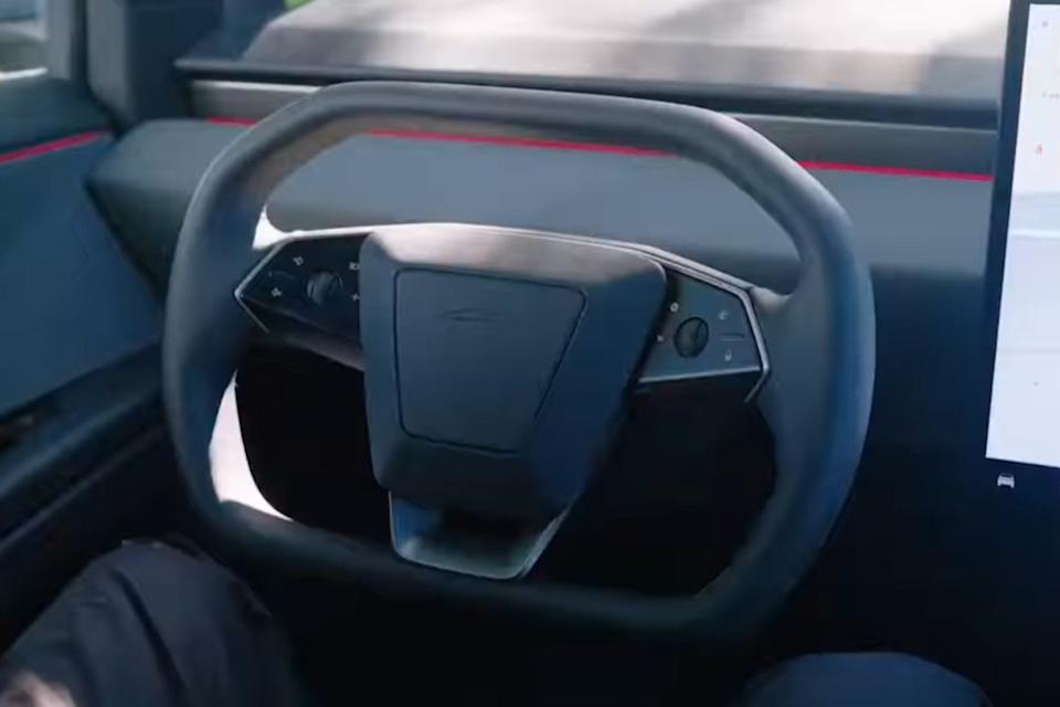 Tesla Cybertruck interior yoke steering wheelTesla