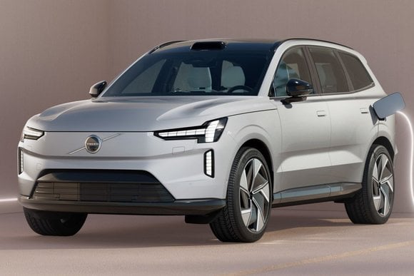 Volvo EX90 electric suv silver color