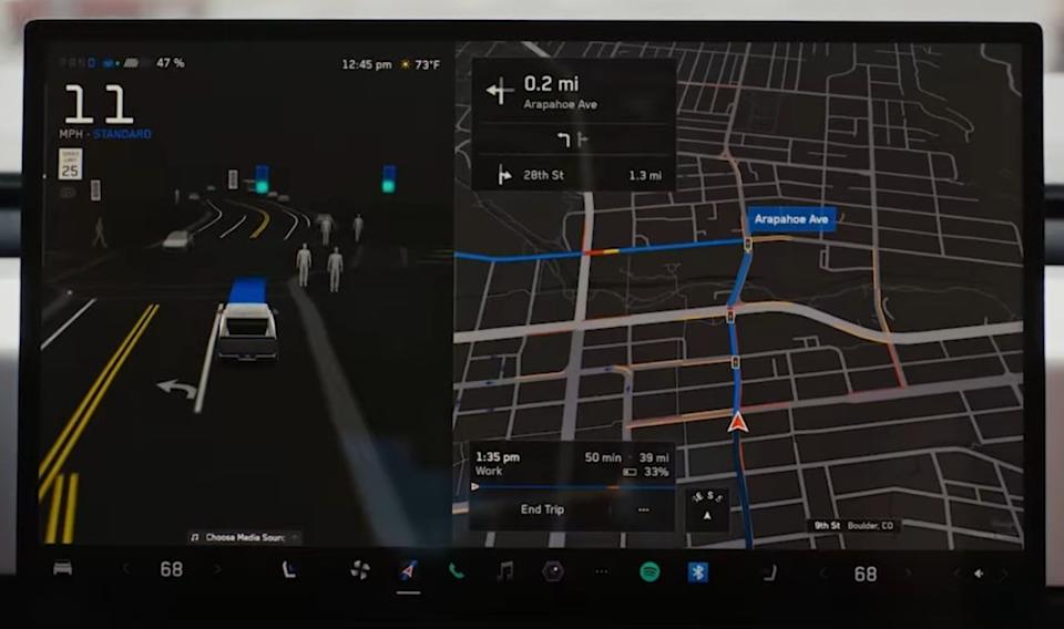 <p>2025 Tesla Cybertruck interior front display w navigation</p>Tesla