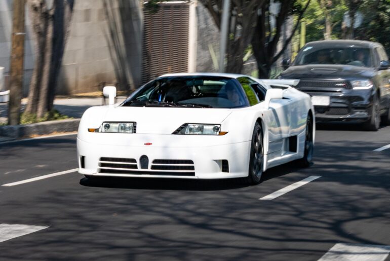 Crazy spot today 1 of the only 2 Bianco Monaco [Bugatti EB110 SS] in the world cruising around in mexico