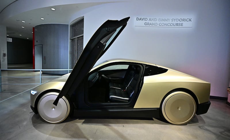 A prototype of the Tesla Cybercab. Photograph: Frederic J Brown/AFP via Getty Images