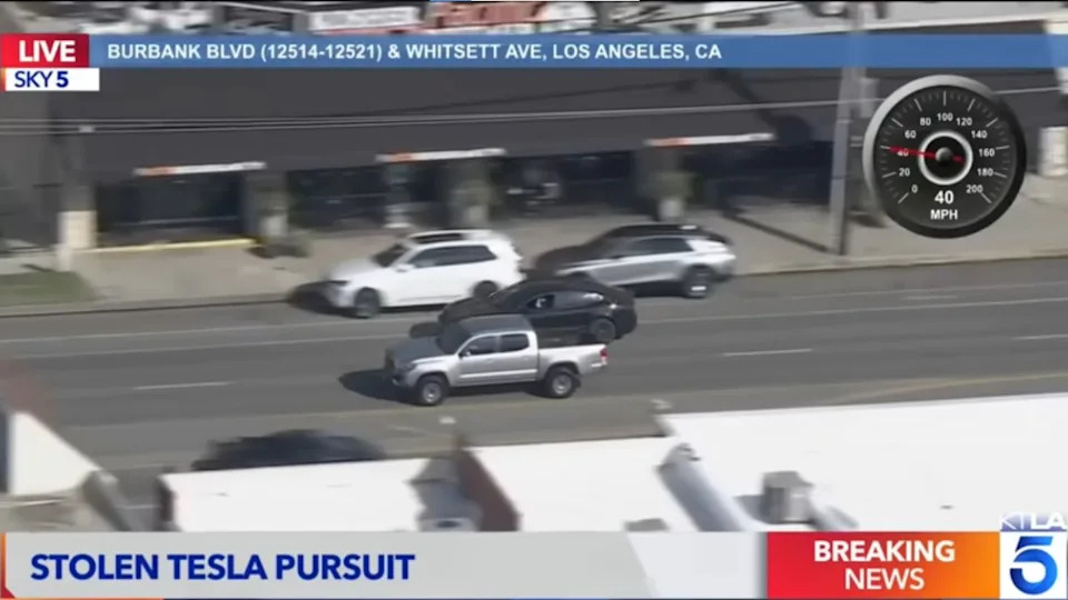 Tesla suspect police chase in Los Angeles.