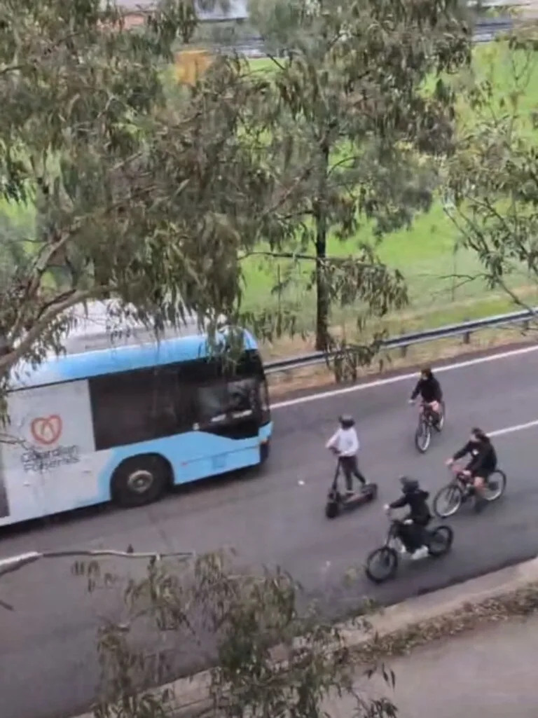 The group only narrowly avoid a head-on crash with the bus. Picture: Facebook