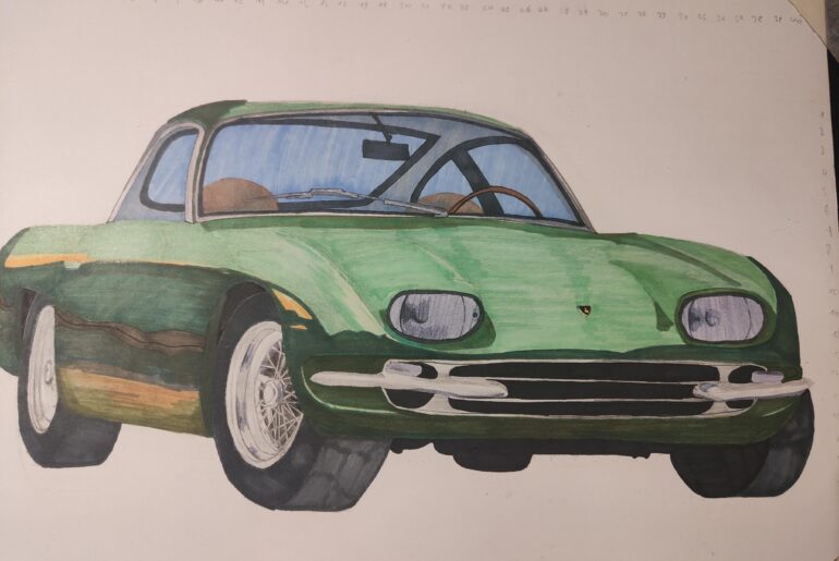 I *tried* to draw the (afaik only) light green Lamborghini 350GT.