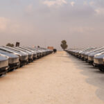 The first delivery fleet of Tesla Cybertruck units in Dubai, UAE.