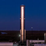Super Heavy Booster 19 V3 prototype mounted on the thrust simulator stand at the Massey's Outpost at Starbase, Texas for Flight 12 pre-launch testing (picture taking on the evening of 2nd February 2026).
