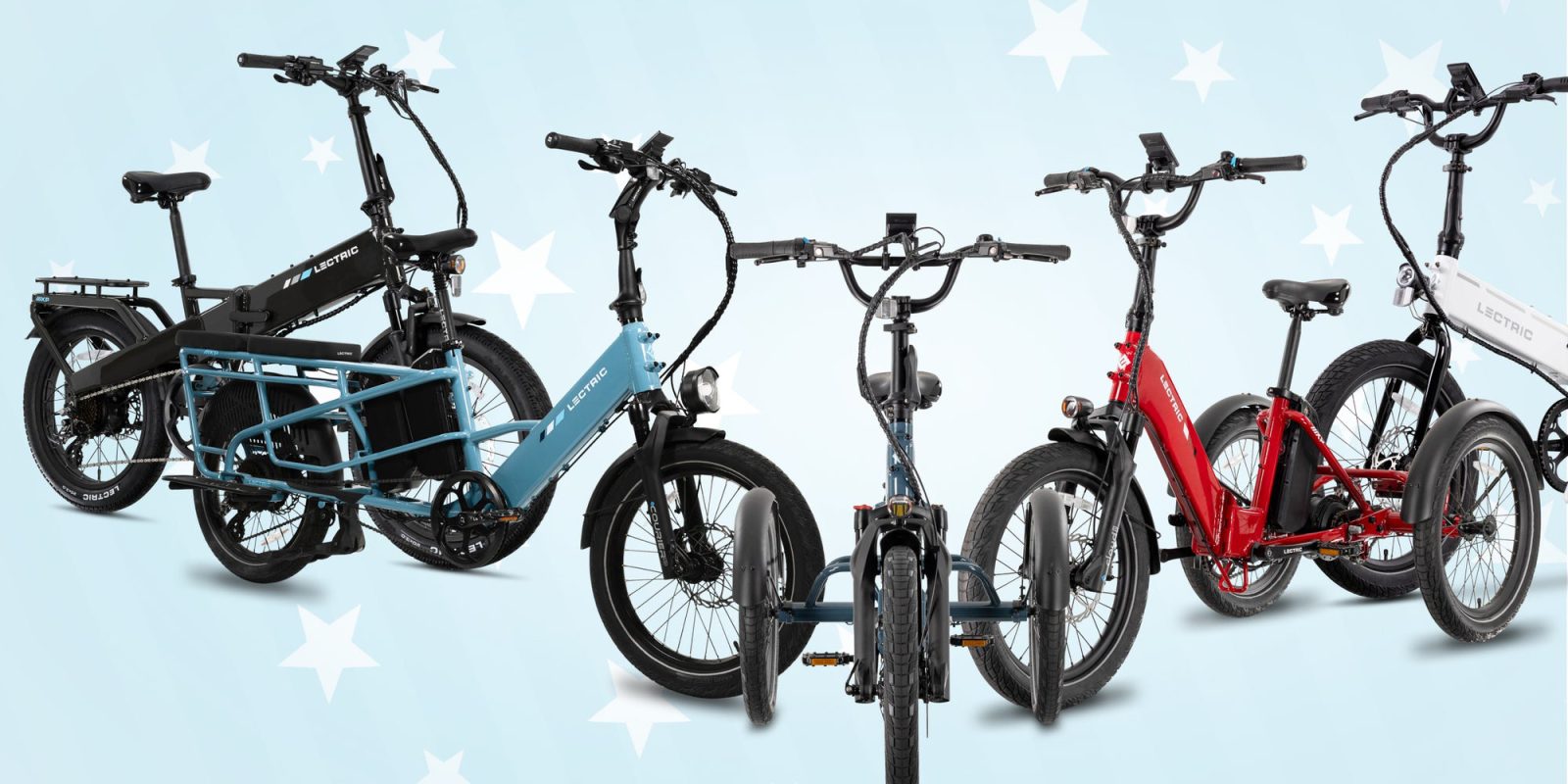 A group of bicycles with a blue background