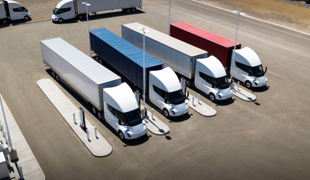 Tesla Semi charging at Tesla Megachargers (Image credit: Tesla)