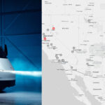 Tesla marks upcoming Megacharger locations for the Semi-truck on the updated map.