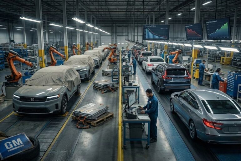 Honda is recalibrating electric vehicles, accelerating hybrids with GM, and attempting to recover sales to maintain margins and global competitive edge.