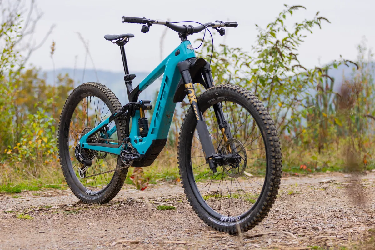 Yeti LTE T4 eMTB shot three quarters from the front drive side.