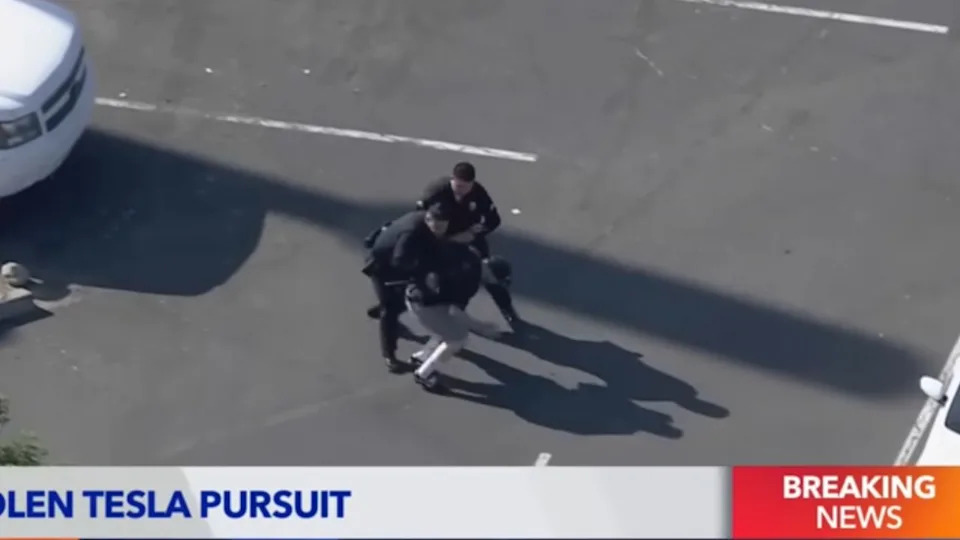 Tesla suspect police chase in Los Angeles.