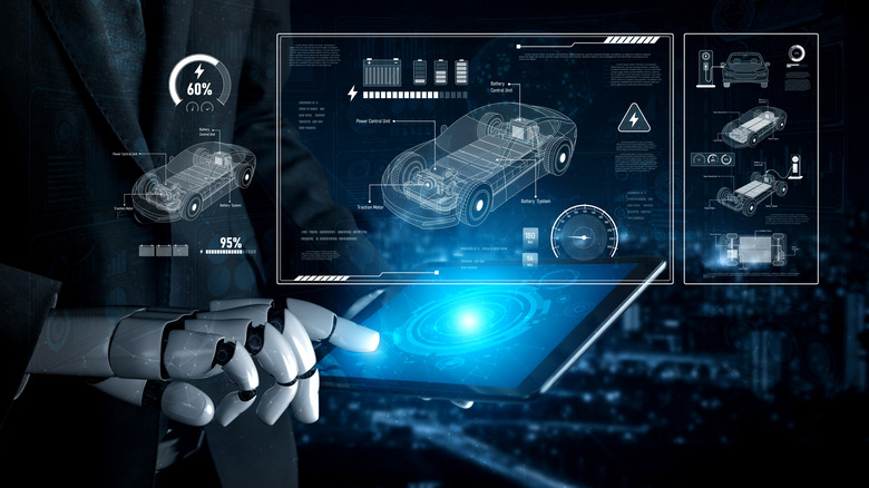 Concept of AI virtual assistant adjusting systems inside a vehicle.