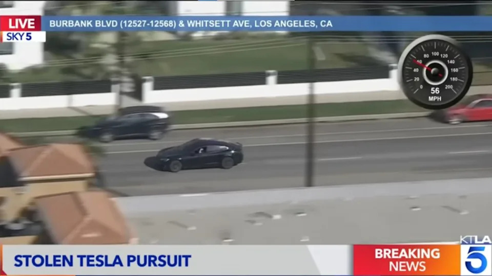 Tesla suspect police chase in Los Angeles.