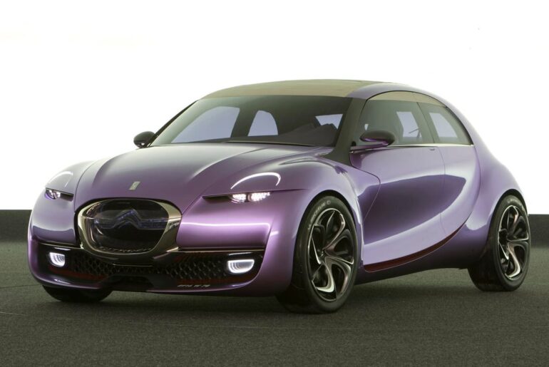 2009 Citroen Revolté concept. Although the idea of a modern 2CV had already been conceived in the form of the C3, this was a more direct and recognizable approach. More importantly, it was a hybrid with dual electric/internal combustion engines. Top speed was 225 km/h, doing 0-60 in 5 seconds.