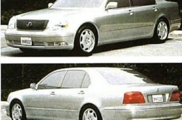 Variety of fiberglass and clay design proposals and final approved design of the 2000 Lexus LS (XF30)