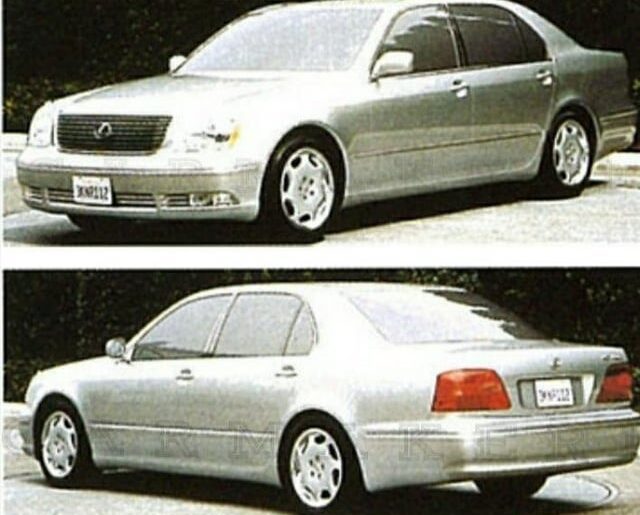 Variety of fiberglass and clay design proposals and final approved design of the 2000 Lexus LS (XF30)