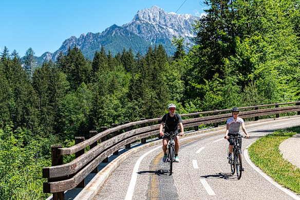 Cyclists of all persuasions and on all types of bikes pass through sublime alpine country along the Italian section of the Alpe Adria route.