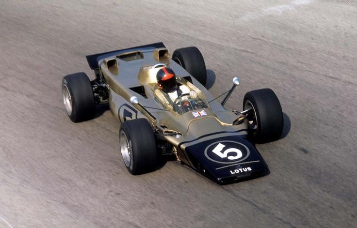 Emerson Fittipaldi gave the Pratt & Whitney gas turbine-powered Lotus 56B its only classified F1 World Championship finish with 8th in the 1971 Italian GP. This was also, technically, the first black and gold Lotus as the team competed as World Wide Racing.