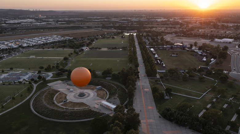 Irvine, California, USA - August 7, 2024: Afternoon light illuminates the Great Park Balloon at the Irvine Orange County Great Park.