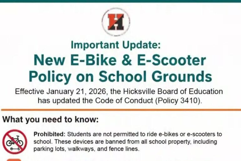Hicksville schools ban e-bikes after underage accidents on Long Island