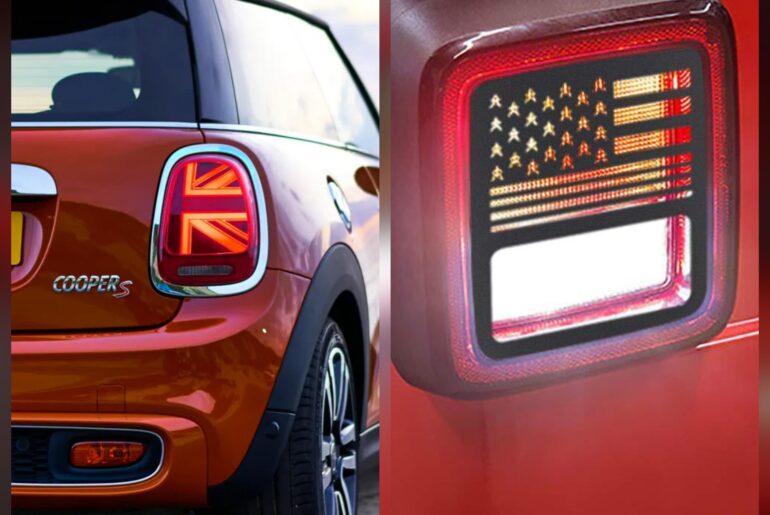 The previous generation Mini had Union Jack tail lights, do you think any American vehicles could pull off factory Stars and Stripes ones?