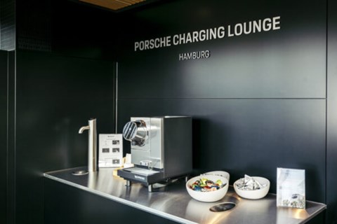 Porsche electric charging lounge in Hamburg