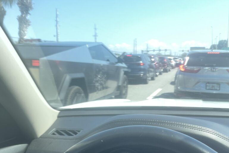 Tesla Cybertruck with bullet holes and ram horns. The official car of…
