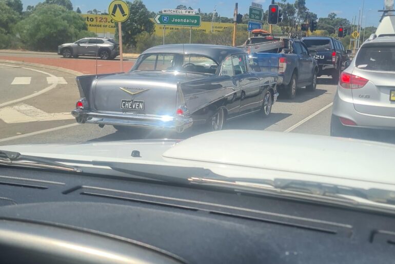 [57 Chevy Bel-air Coupe] Rare beast in Australia, mostly only see the sedans. Glad they kept it LHD.