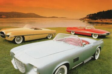 The Chrysler Ghia Falcon debuted in 1955 as a two-seat concept designed by Virgil Exner to challenge the Ford Thunderbird and Chevrolet Corvette. It featured a 170bhp, 276cid DeSoto Hemi V8, a 105-inch wheelbase, and a 2-speed TorqueFlite transmission. Three prototypes were produced; one survives.