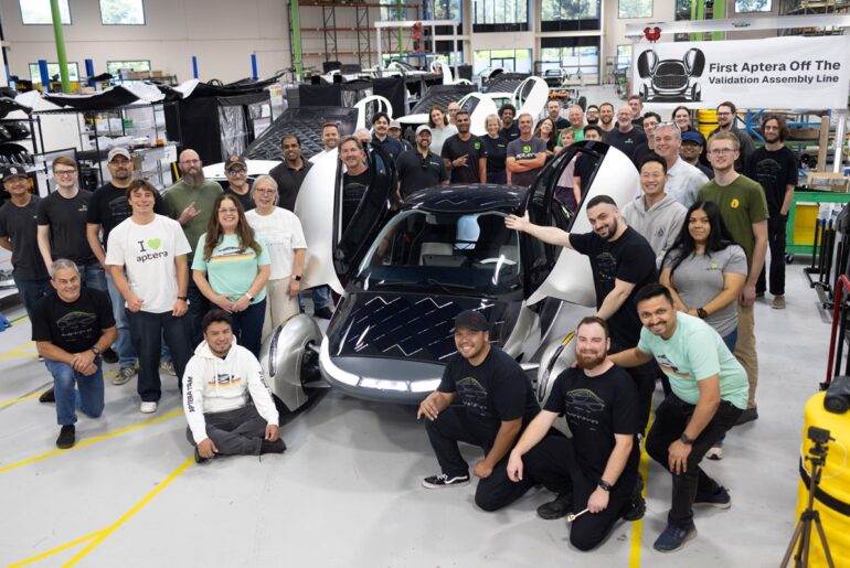 Aptera completes first solar electric vehicle off validation assembly line
