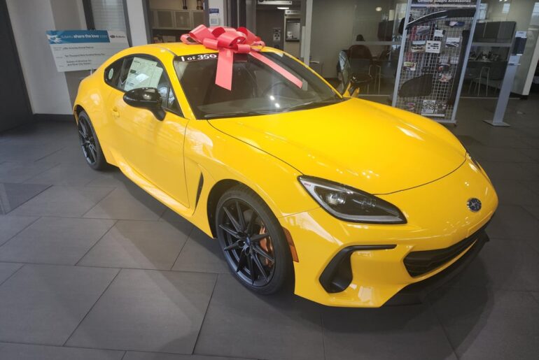 [Subaru BRZ Series: Yellow] at the dealership. 1 of 350.