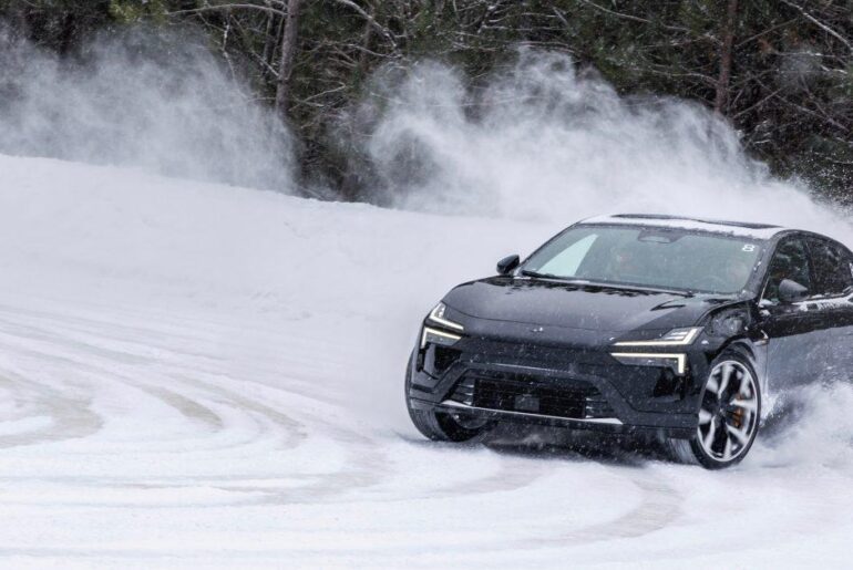 Polestar 4 on ice: 544 hp and fine-tuned dynamics make it a blast to drift