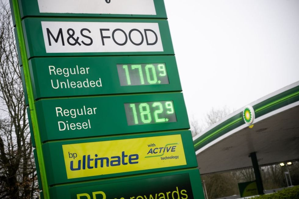 Petrol prices at a forecourt