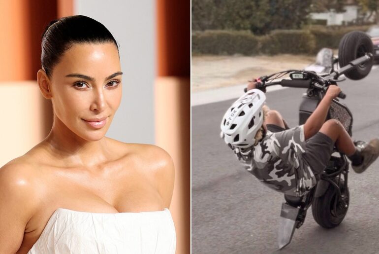 Kim Kardashian slammed by fans over son's e-bike wheelie photo