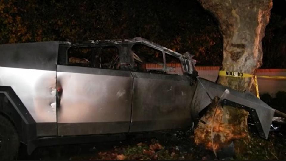 Cybertruck Crash Survivor Sues Tesla, Says Door System Trapped Him in Burning Wreck.