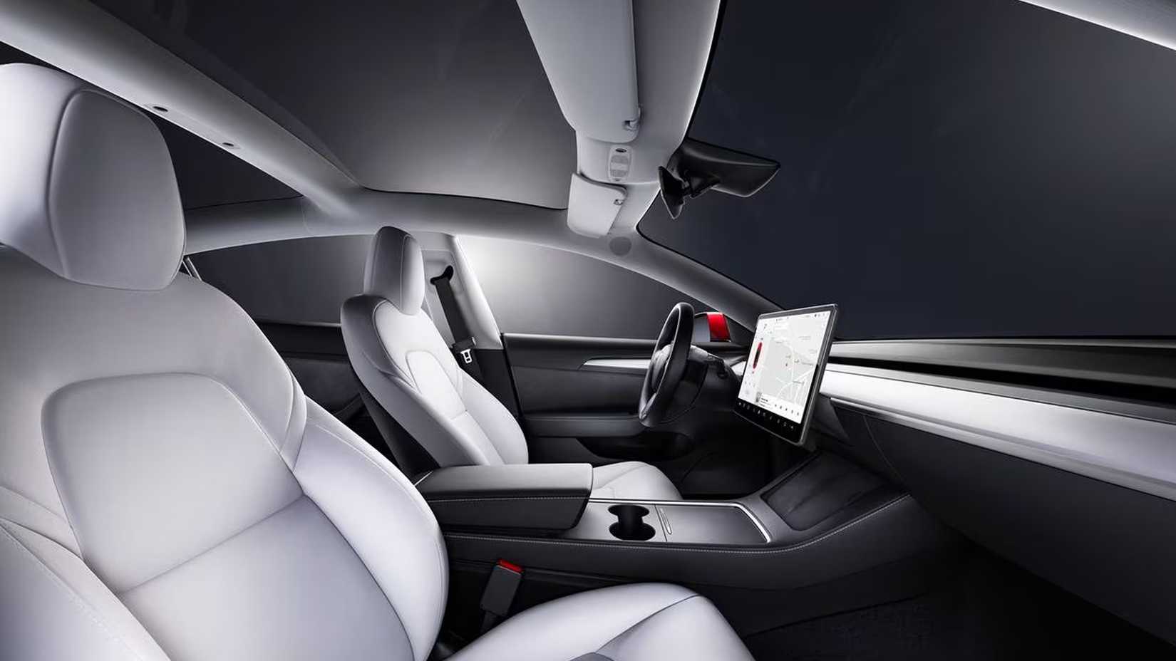 black and white 2023 Tesla Model 3 Performance Interior