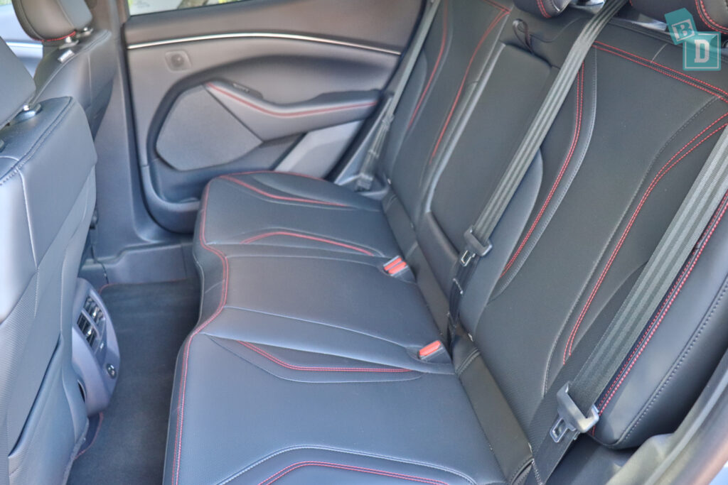Rear seat space in the Ford Mustang Mach-E electric SUV