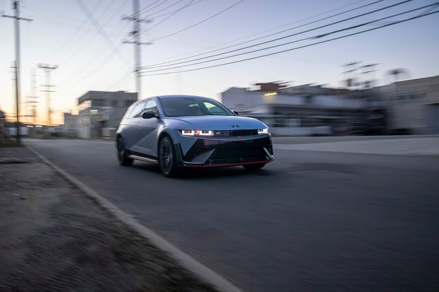 2025 Hyundai Ioniq 5 N front three quarter action