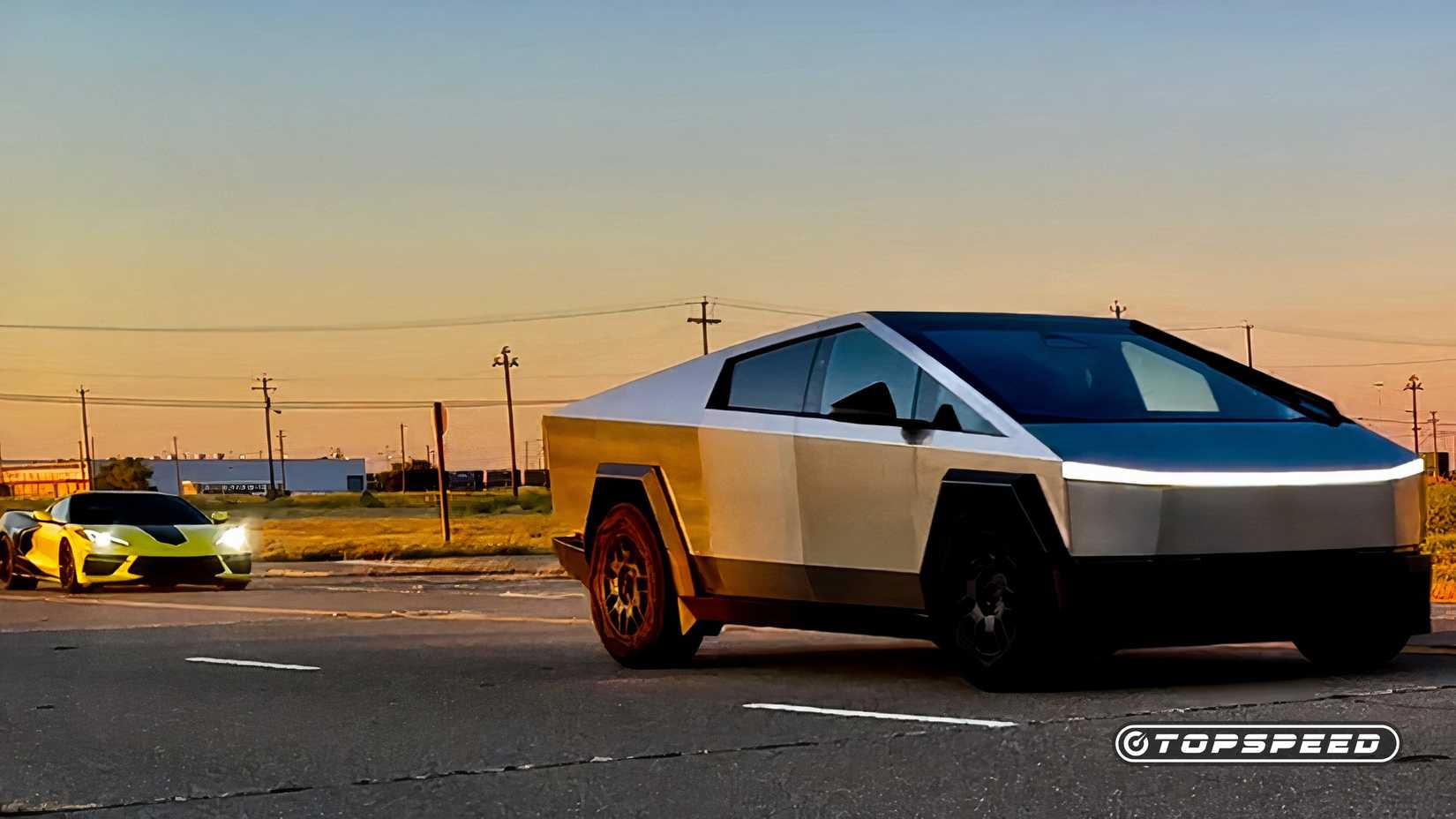 2025 Tri-Motor Tesla Cybertruck Dusts Chevy C8 In Street Race