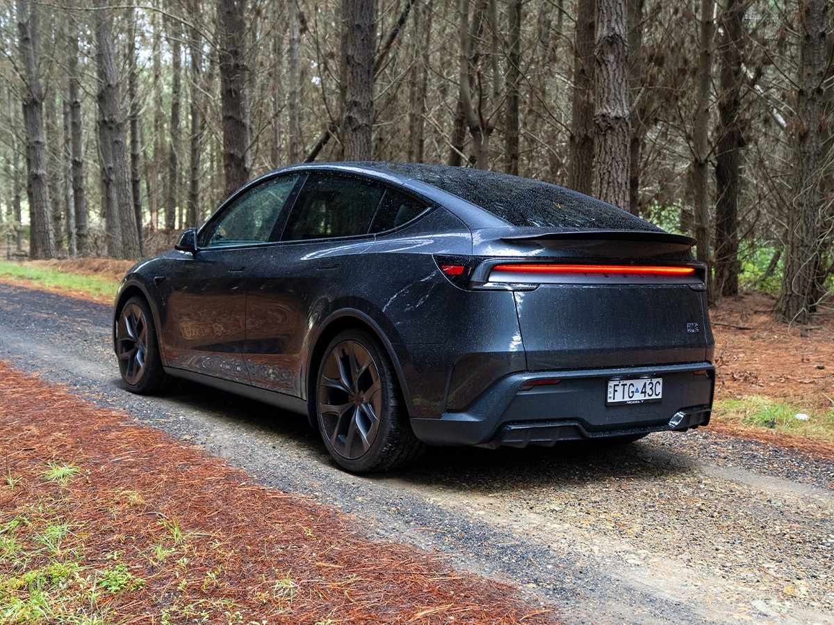 2026 tesla model y performance rear three quarter