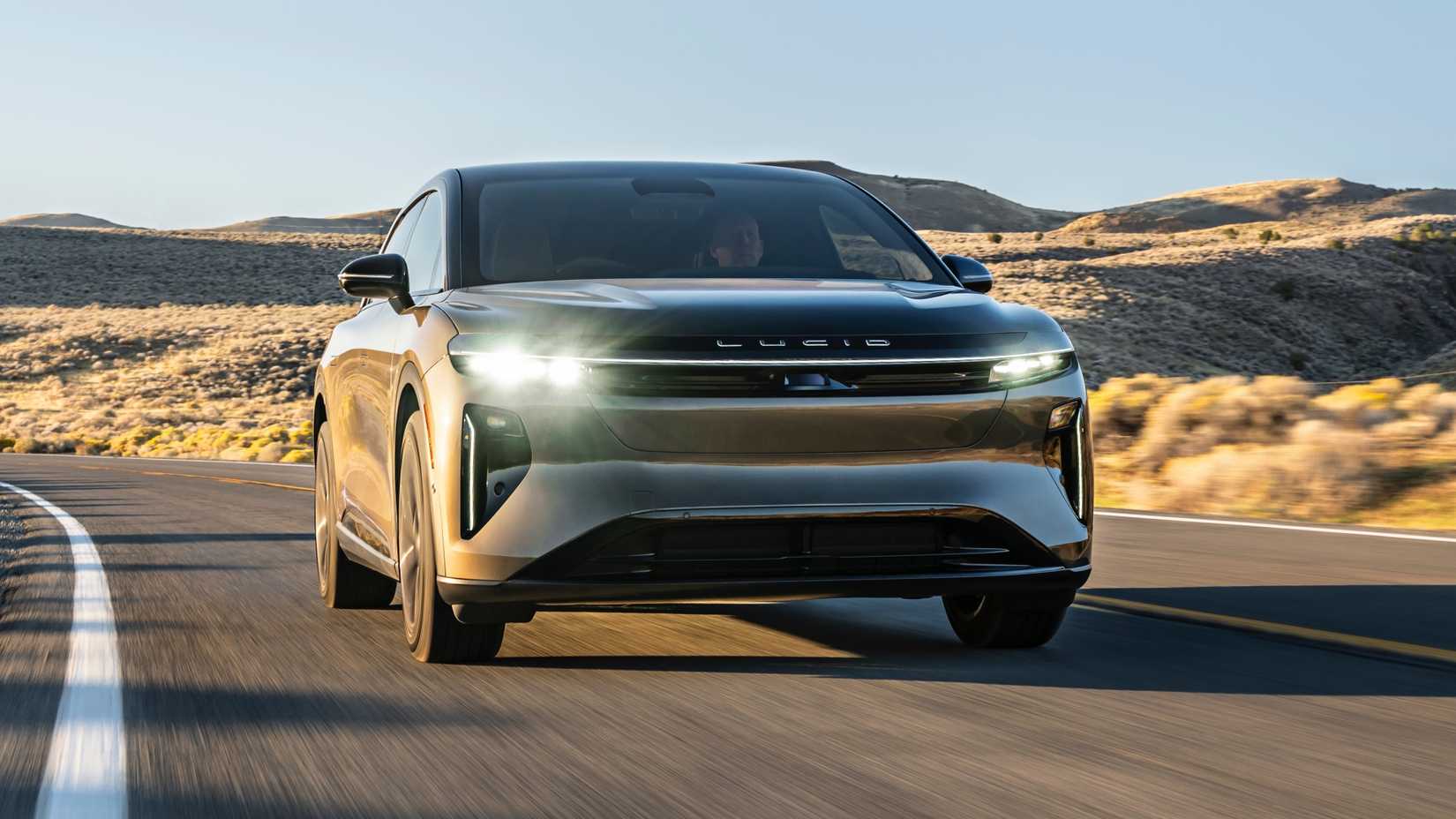 2026 Lucid Gravity Touring front, on road