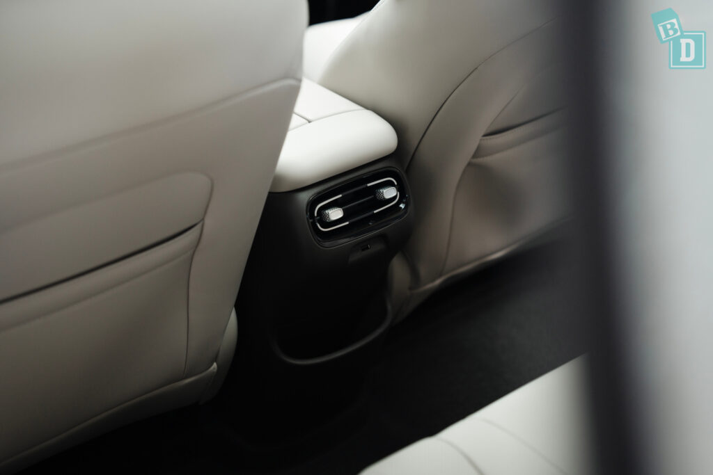 Rear air vents, charging socket and phone holder