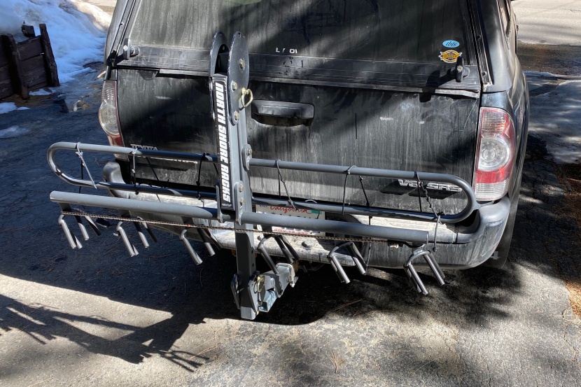 bike rack - when not in use, the nsr-6 folds down roughly in half at the hinge...