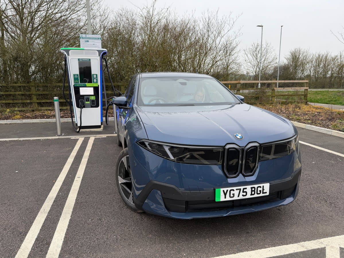A 10-minute stop for a charge (and the loo) at Sawtry Services on the A1 saw an impressive charging speed of 330kW and over 100 miles added (Steve Fowler)
