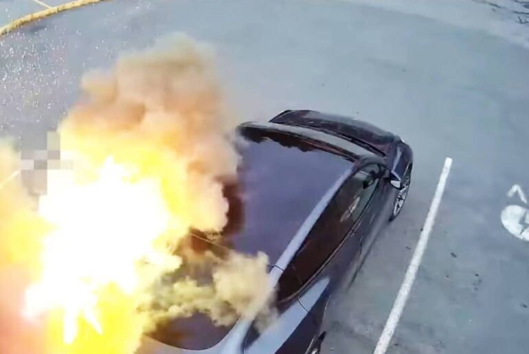 An arc-flash explosion took place in Hope last year at the electric vehicle charging station on Fort Street. (Technical Safety BC/Screenshot)